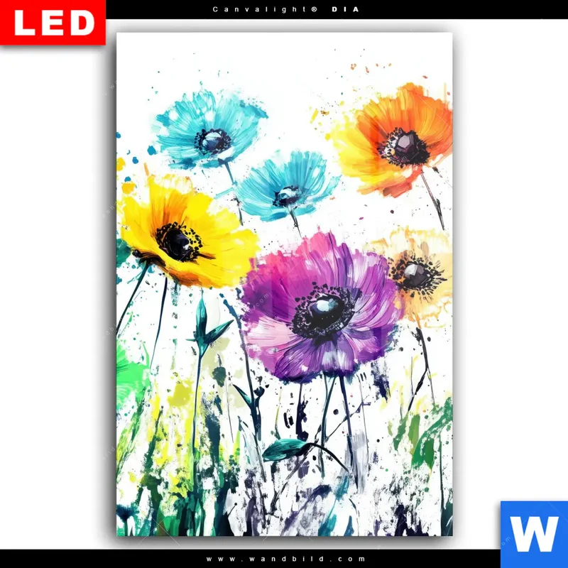 Wechselmotiv Acrylglas Canvalight® DIA | Bunte Blütenexplosion | Hochformat