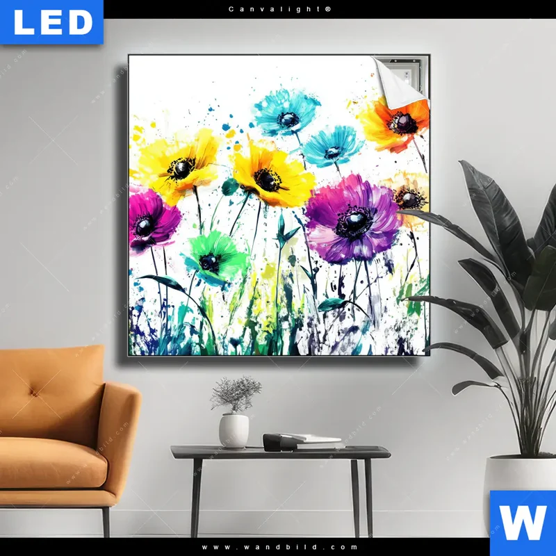Canvalight® Leuchtbild | Bunte Blütenexplosion | Quadrat