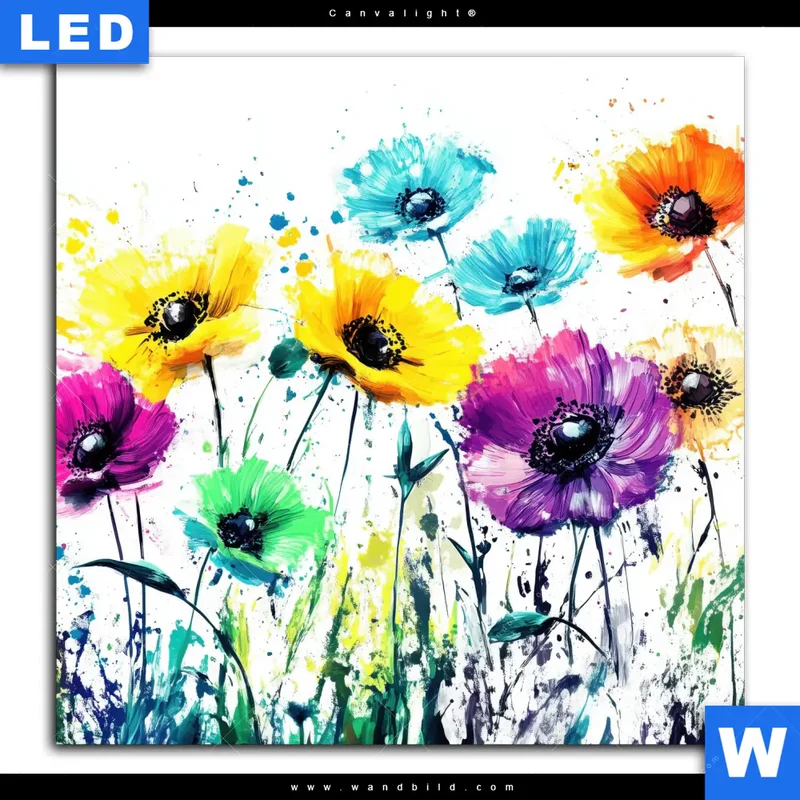 Canvalight® Leuchtbild | Bunte Blütenexplosion | Quadrat