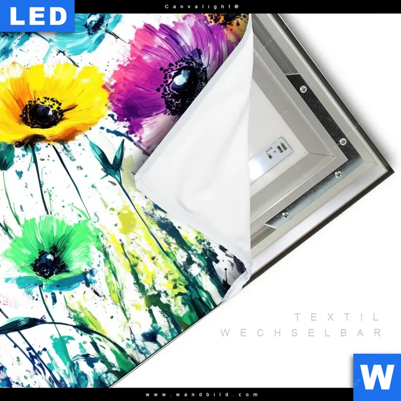 Canvalight® Leuchtbild | Bunte Blütenexplosion | Quadrat