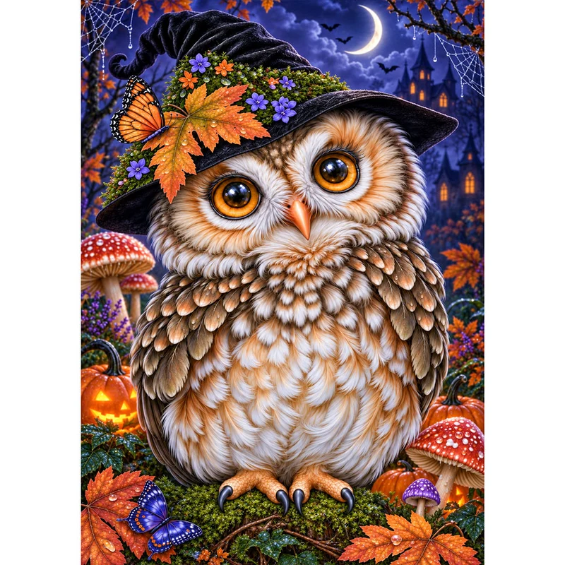 5D Diamond Painting – Eulenzauber im Herbstmond