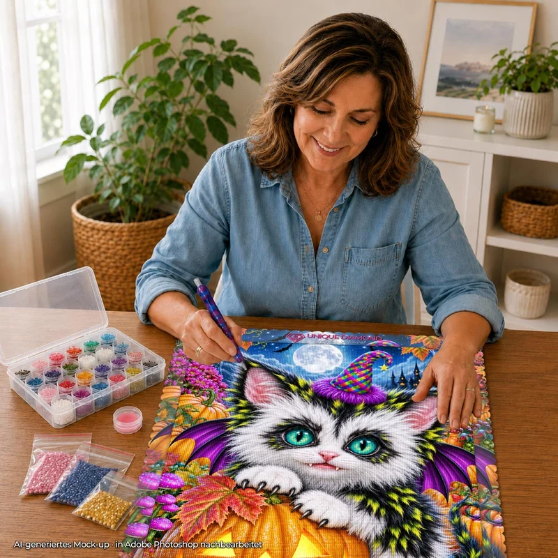 5D Diamond Painting – Mondnacht der kleinen Flederkatze