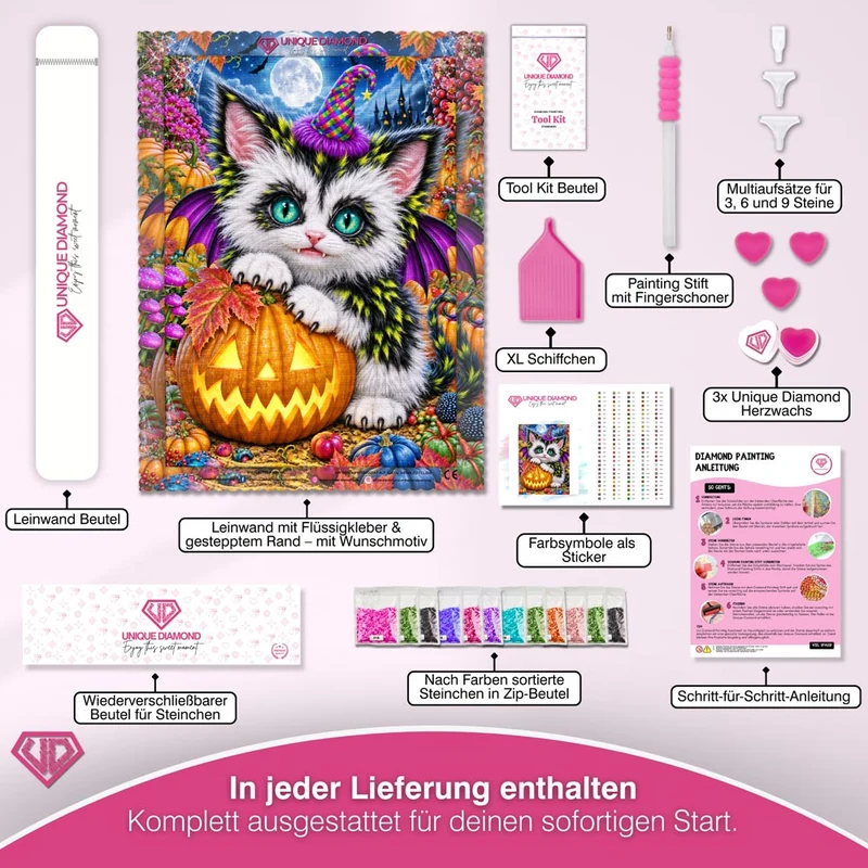 5D Diamond Painting – Mondnacht der kleinen Flederkatze