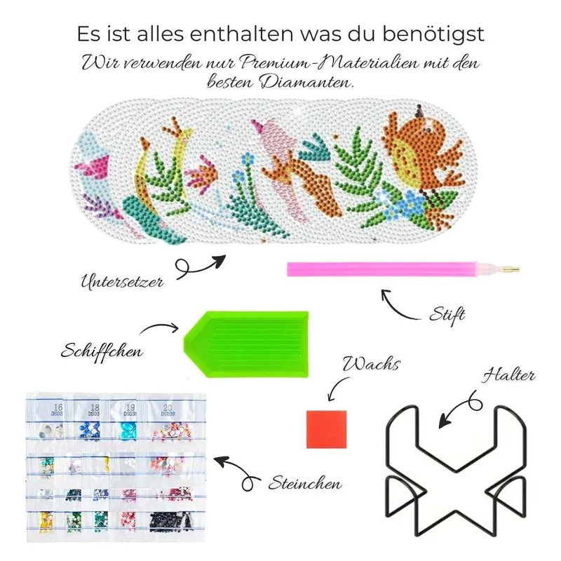 5D Diamond Painting Untersetzer Vögel