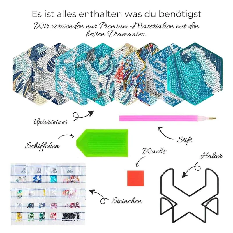 5D Diamond Painting Untersetzer Wasser Wellen