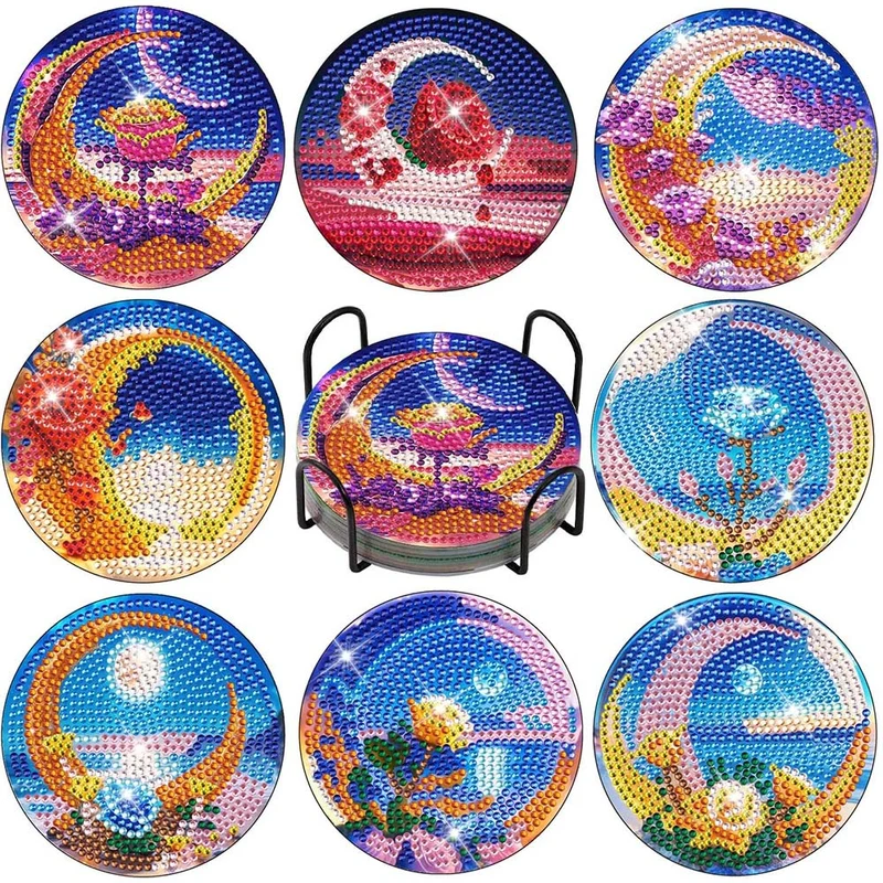 5D Diamond Painting Untersetzer Mond