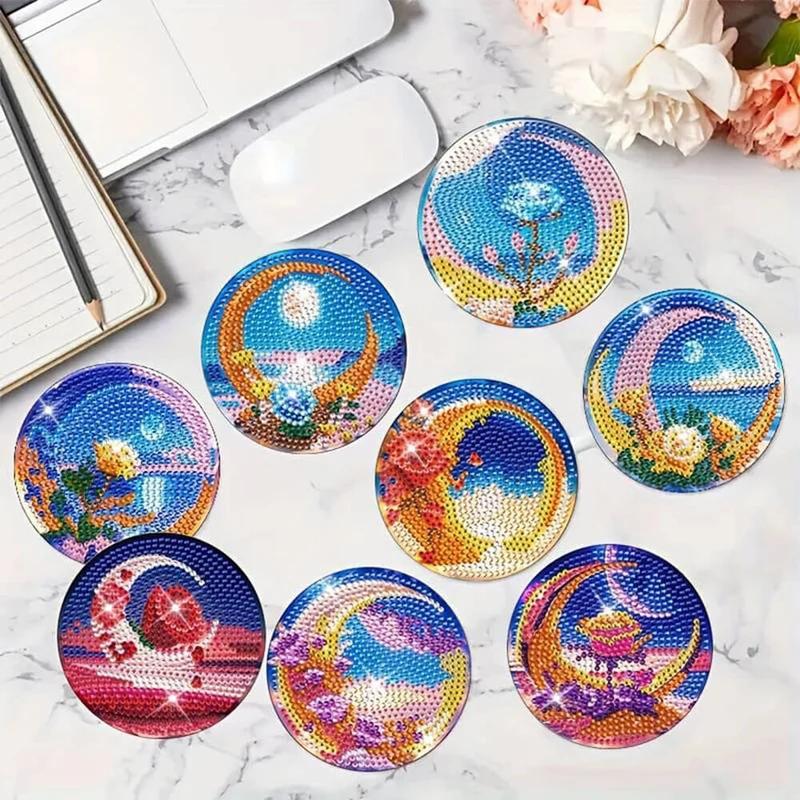 5D Diamond Painting Untersetzer Mond