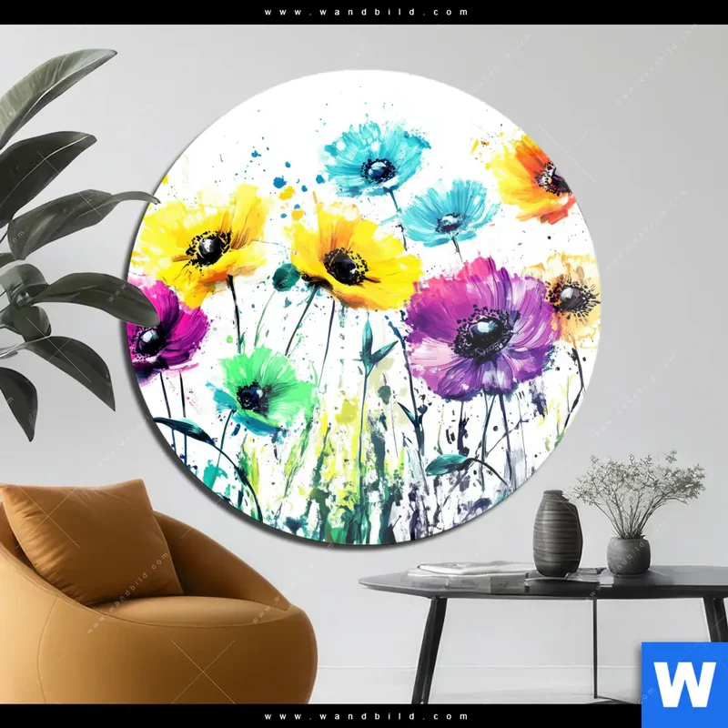 Acrylglasbild | Bunte Blütenexplosion | Rund