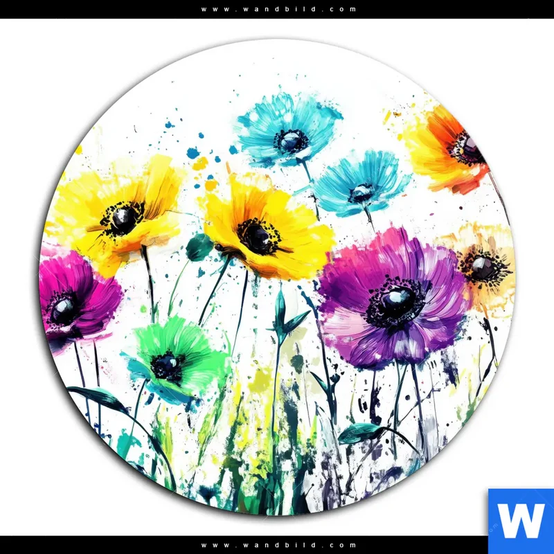 Acrylglasbild | Bunte Blütenexplosion | Rund