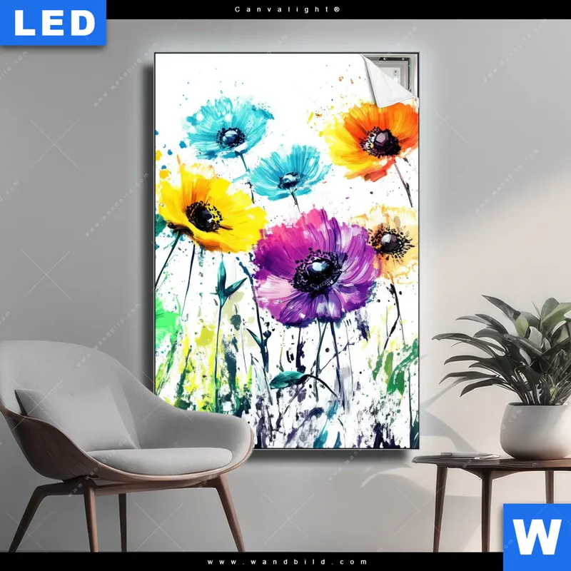 Canvalight® Leuchtbild | Bunte Blütenexplosion | Hochformat