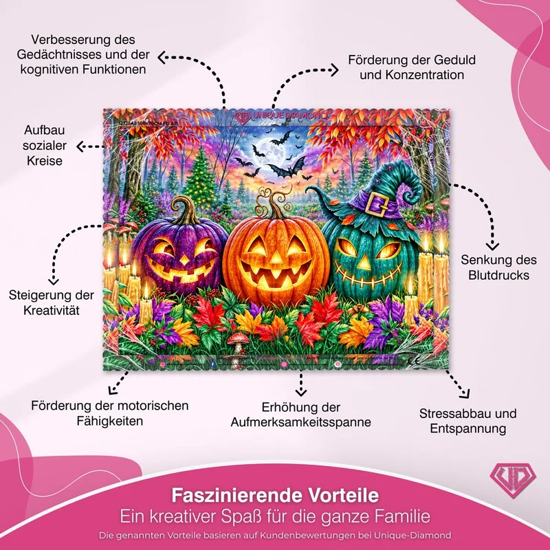5D Diamond Painting – Kürbislichter im verzauberten Herbstwald