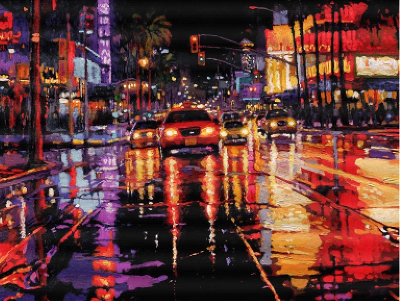 Rainy Reflections on Sunset Boulevard