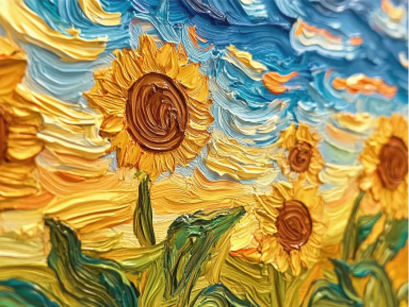 Sunflowers Under a Vibrant Sky