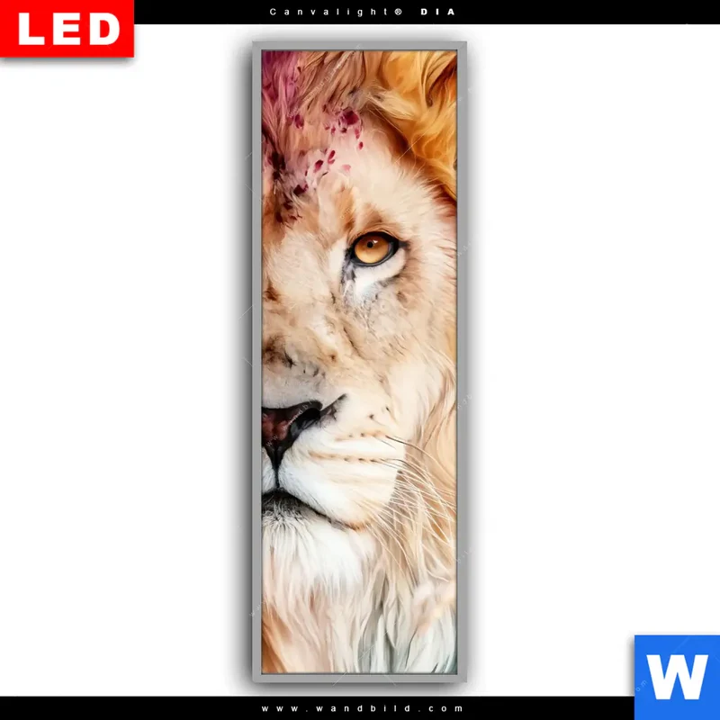 Leuchtbild Acrylglas Canvalight® DIA | Florale Stärke – Der Löwe | Schmal