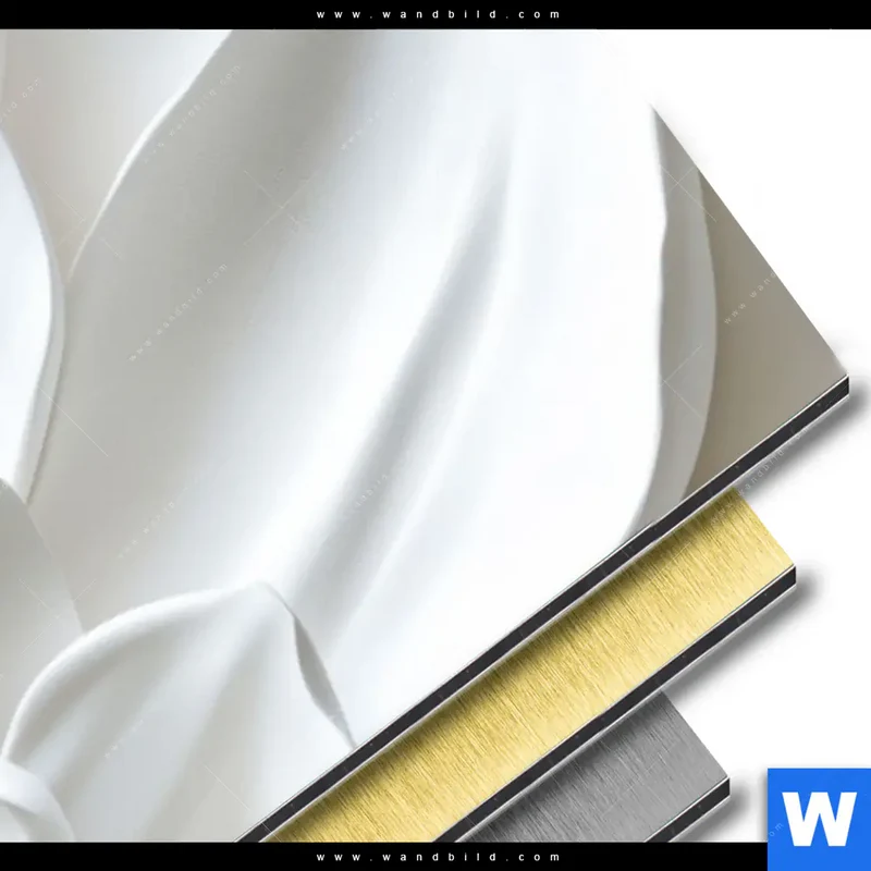 Aluminiumbild gebürstet | Weiße Blüte | Schmal