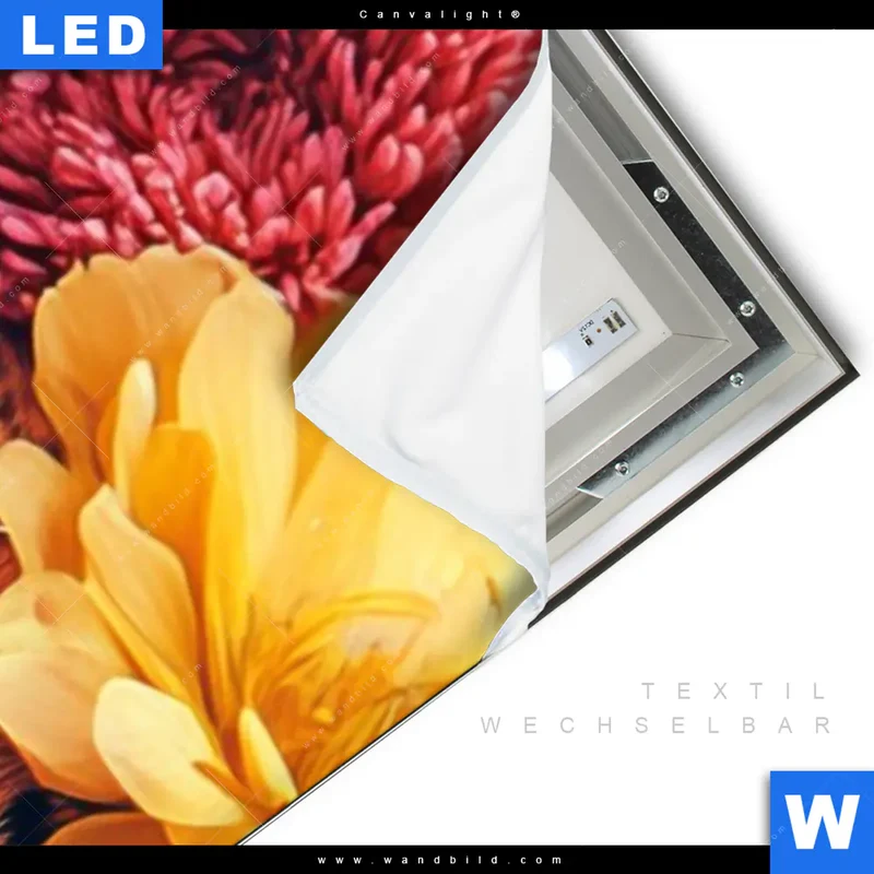 Canvalight® Leuchtbild | Leopard mit Blütenkranz | Schmal