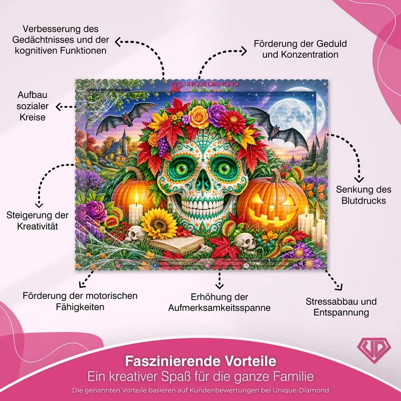 5D Diamond Painting – Totenkopfzauber im Herbstgarten