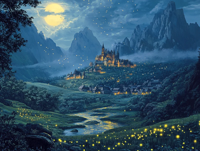 Nightfall Over the Enchanted Valley