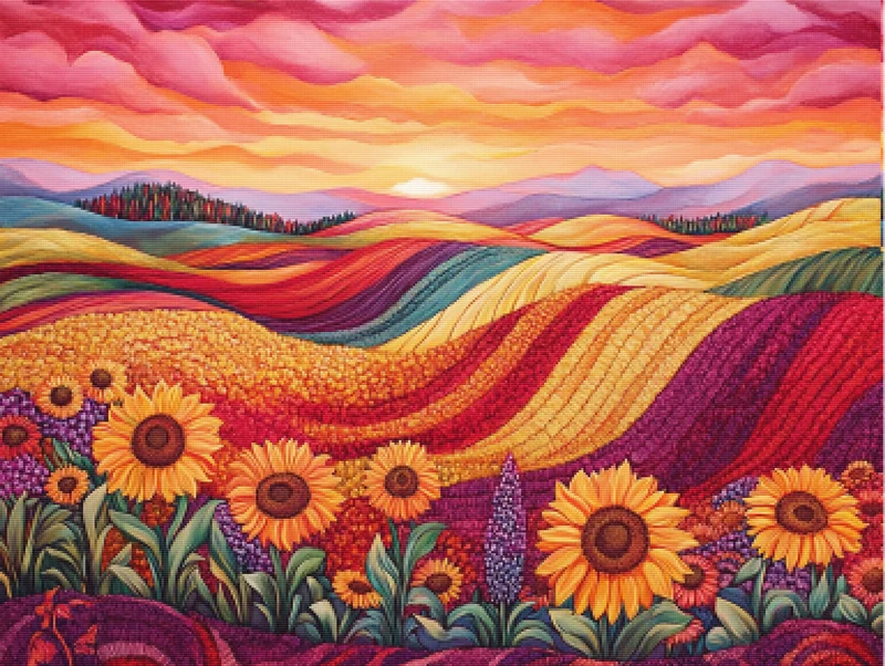 Sunset Over Harvest Fields