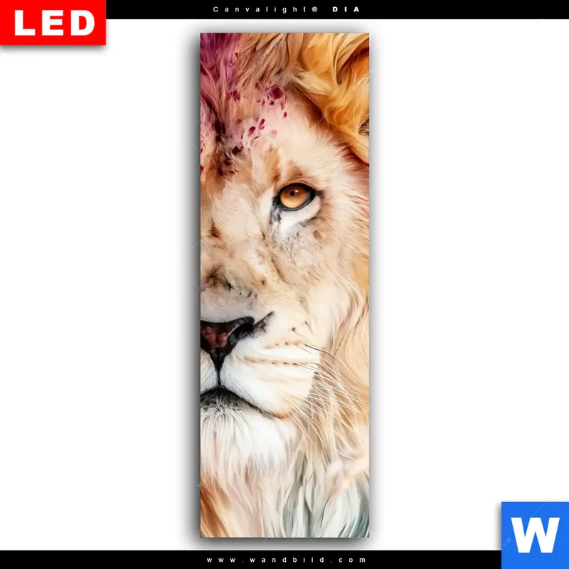 Wechselmotiv Acrylglas Canvalight® DIA | Florale Stärke – Der Löwe | Schmal