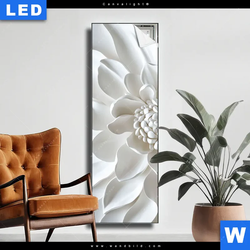 Canvalight® Leuchtbild | Weiße Blüte | Schmal