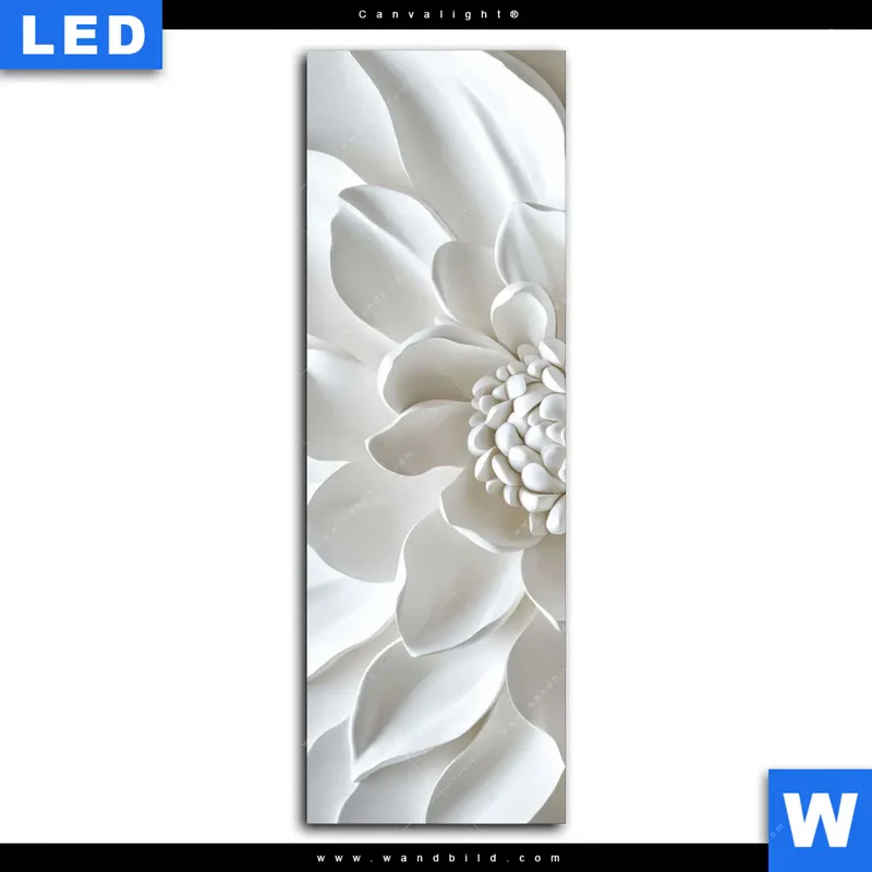 Canvalight® Leuchtbild | Weiße Blüte | Schmal