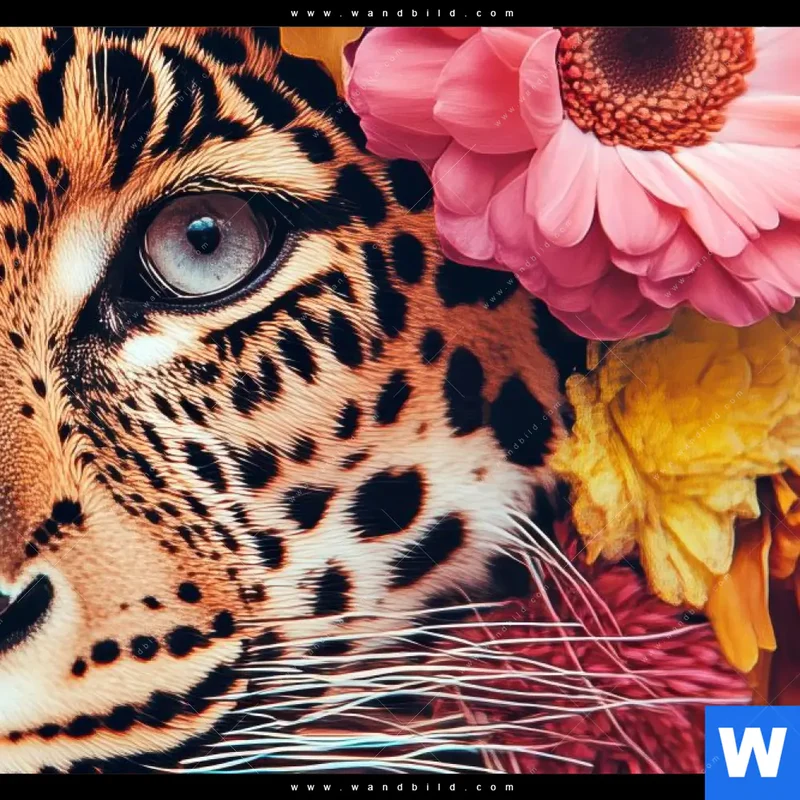 Canvalight® Leuchtbild | Leopard mit Blütenkranz | Querformat