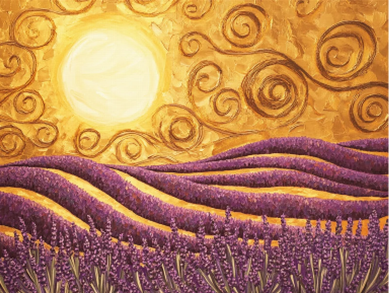 Lavender Breeze Over Rolling Fields