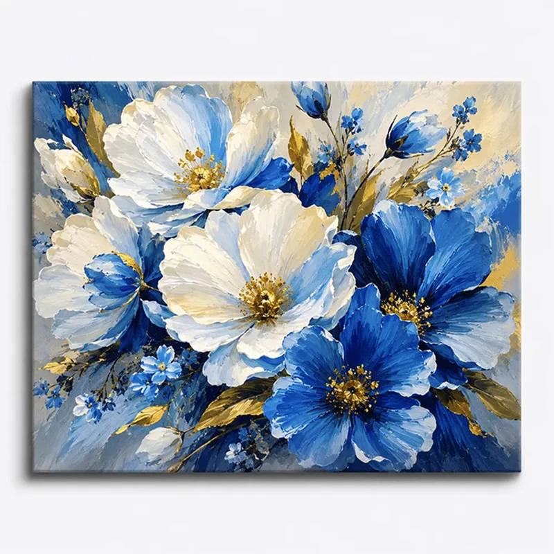 Malen nach Zahlen - Blüten aus Saphir