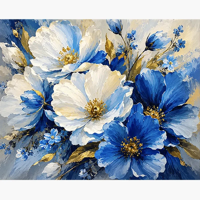 Malen nach Zahlen - Blüten aus Saphir