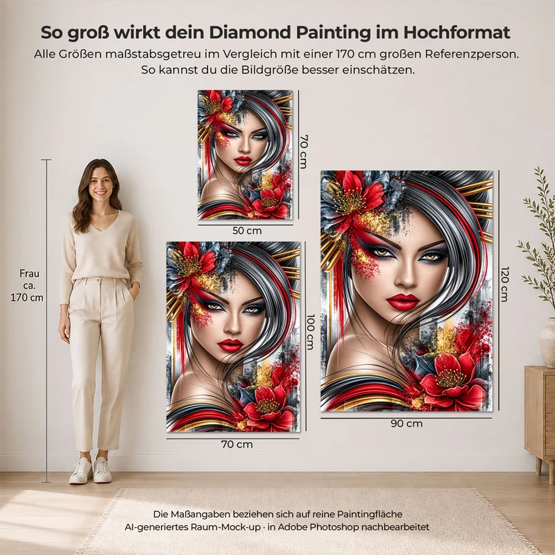 5D Diamond Painting – Feuerblick in Rot & Gold