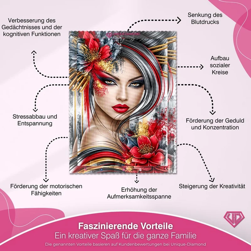 5D Diamond Painting – Feuerblick in Rot & Gold