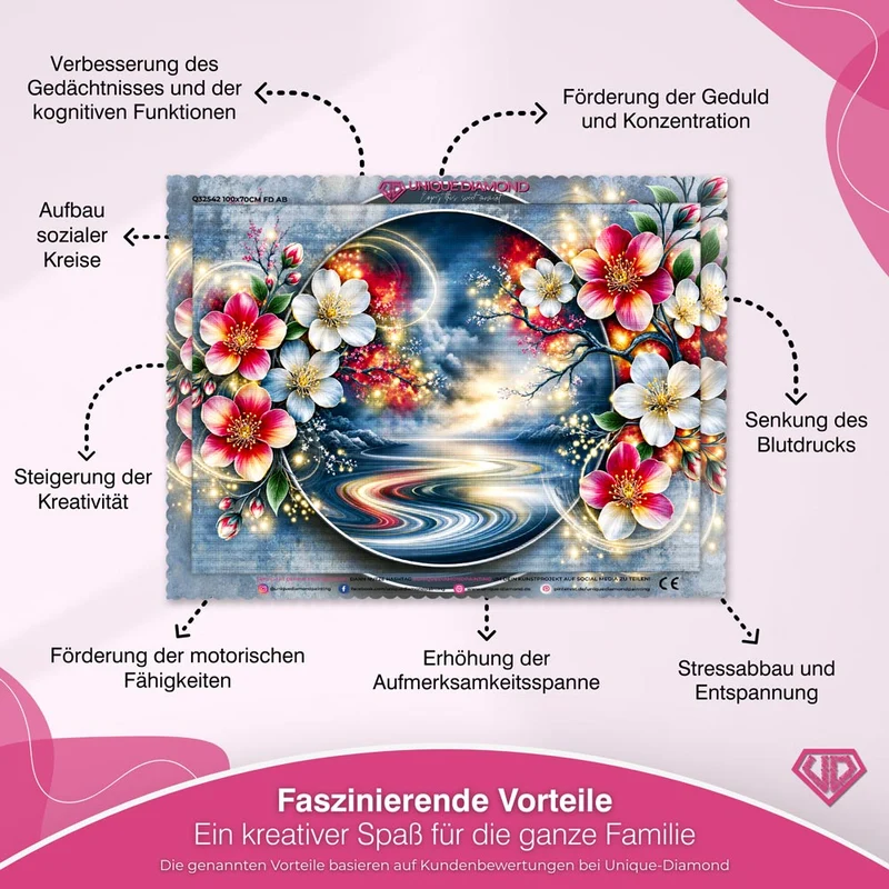 5D Diamond Painting – Blütenportal ins Goldene Licht