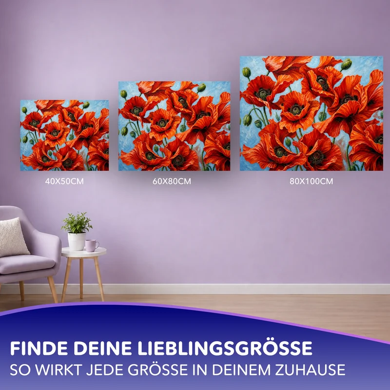 Malen nach Zahlen - Tanz der roten Mohnblüten