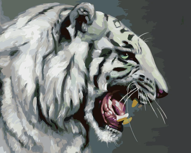 Diamond painting - BRÜLLENDER WEISSER TIGER PORTRÄT (D. RUSTY RUST)