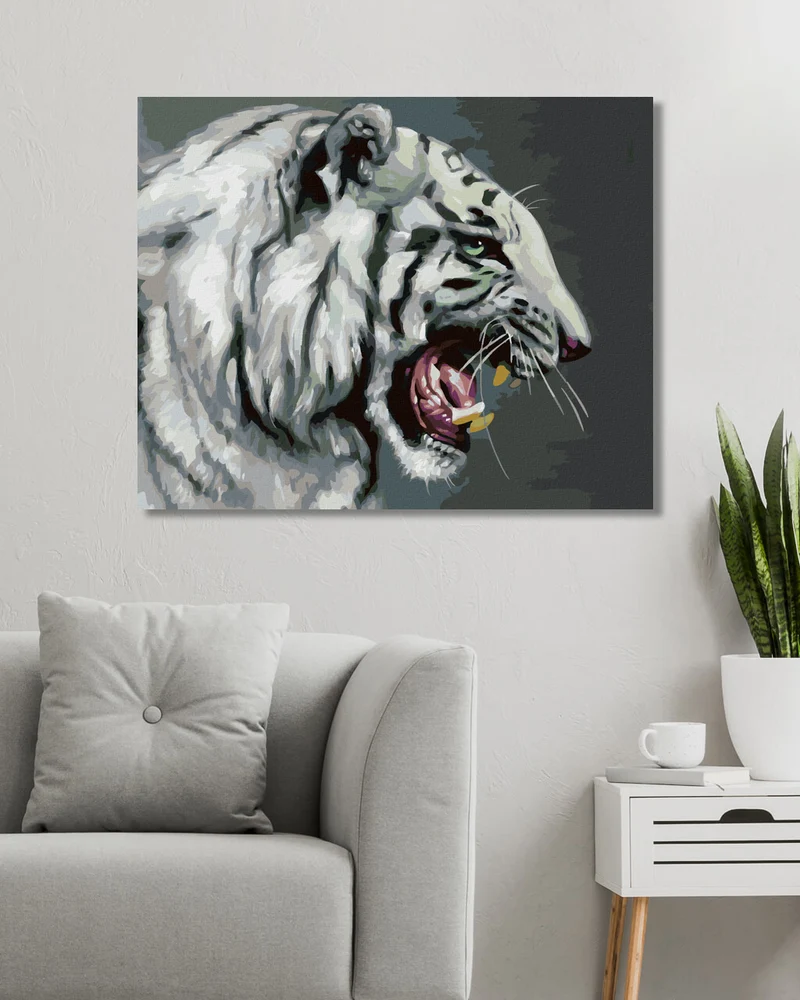 Diamond painting - BRÜLLENDER WEISSER TIGER PORTRÄT (D. RUSTY RUST)