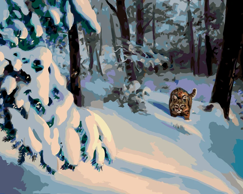 Diamond painting - LUCHS LAUERT IM SCHNEE (D. RUSTY RUST)