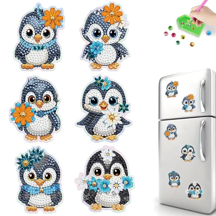 6 x Pinguin Magnet - Diamond Painting