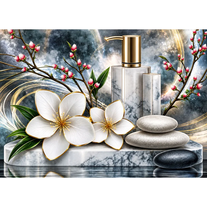 5D Diamond Painting – Amélie in Marmor & Gold