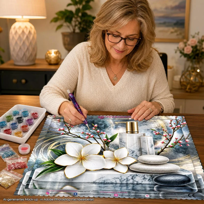 5D Diamond Painting – Amélie in Marmor & Gold