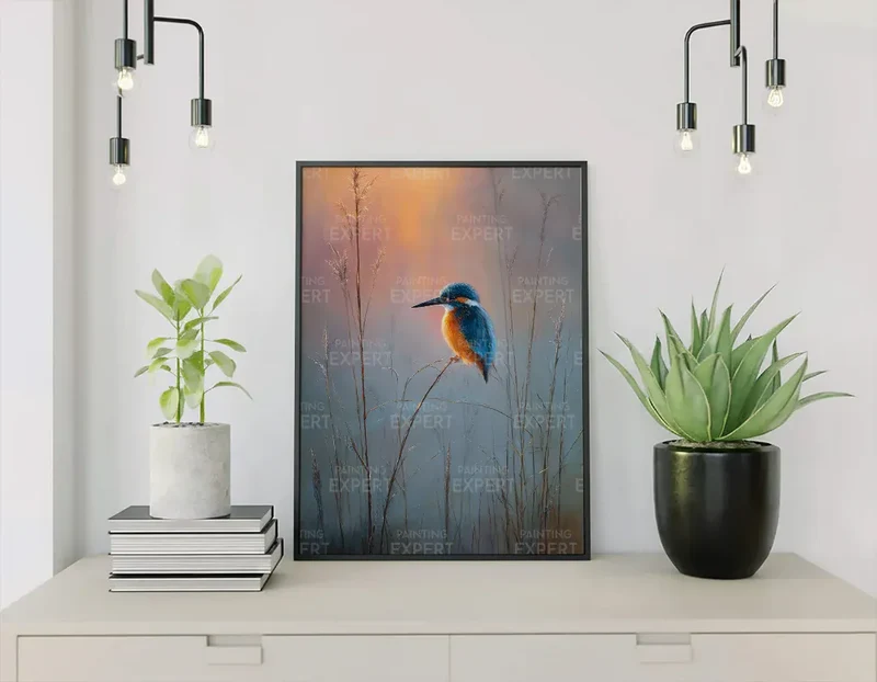 Malen nach Zahlen Eisvogel bei Sonnenaufgang