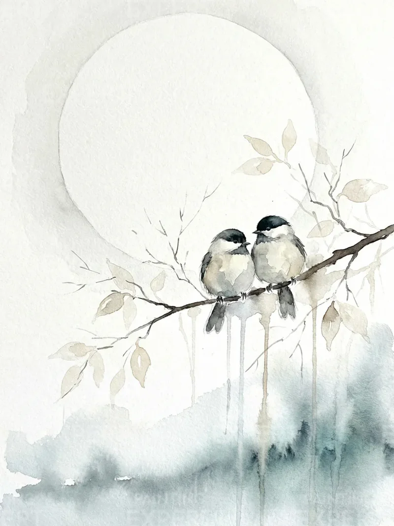 Malen nach Zahlen Twee vogels onder de maan Japan