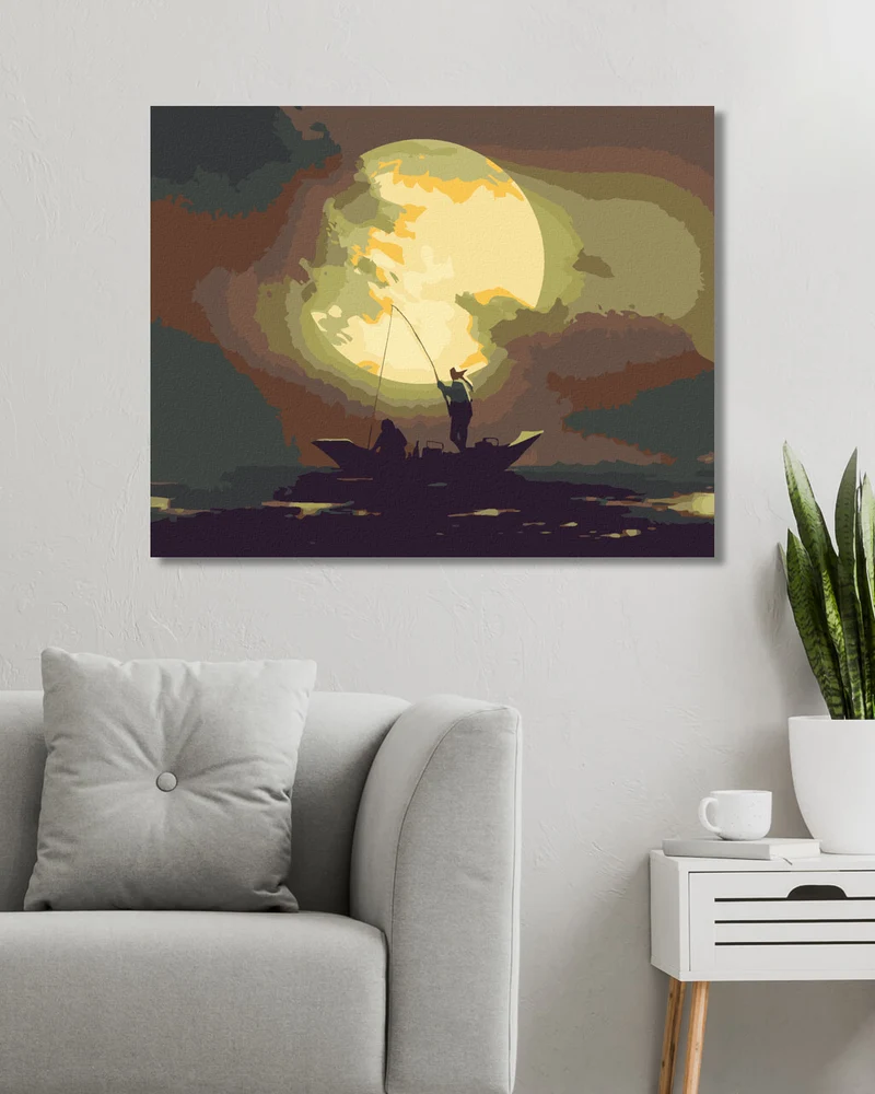 Diamond painting - FISCHER, DIE BEI MONDSCHEIN FISCHEN