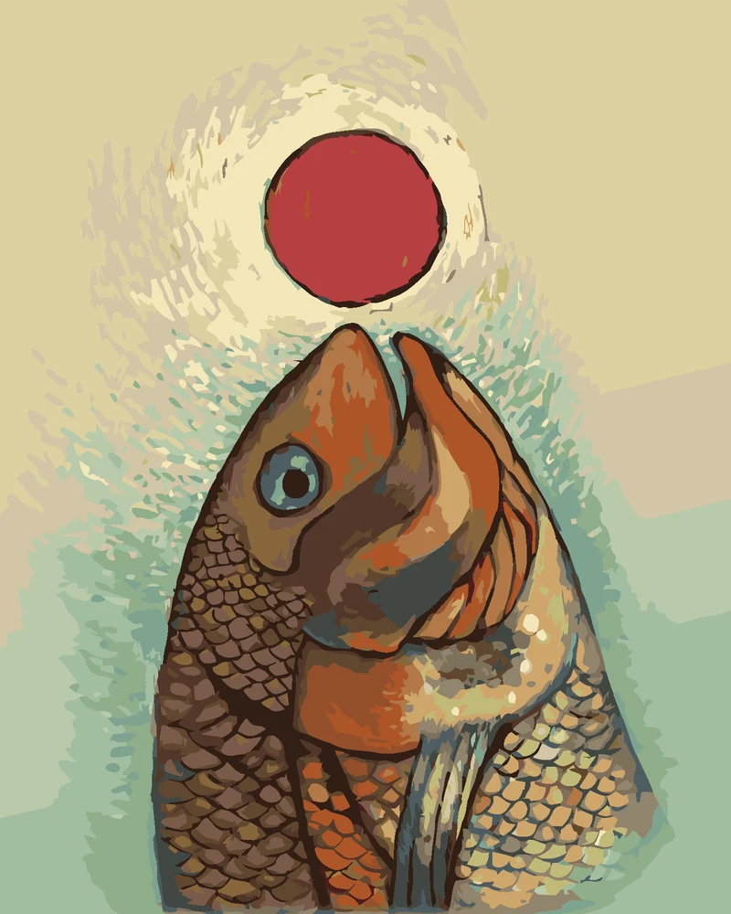 Diamond painting - FISCH MIT ROTEM RAD
