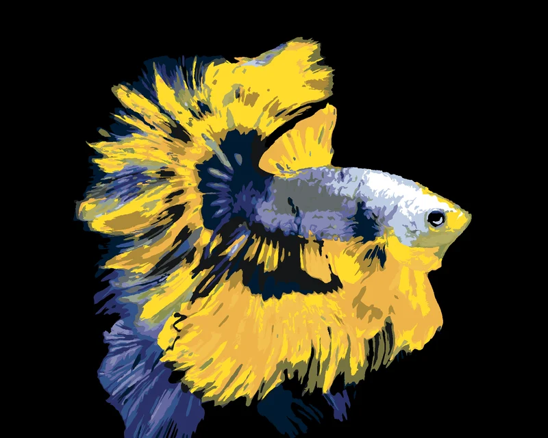 Diamond painting - KAMPFFISCH GELB-BLAU