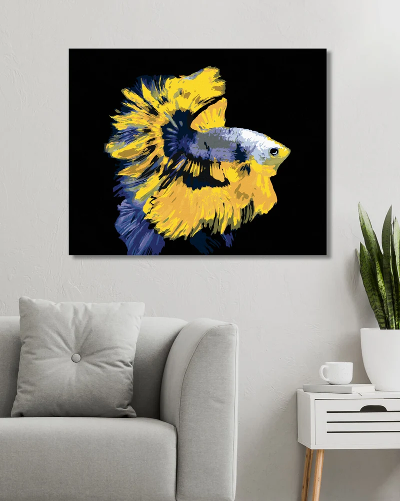 Diamond painting - KAMPFFISCH GELB-BLAU