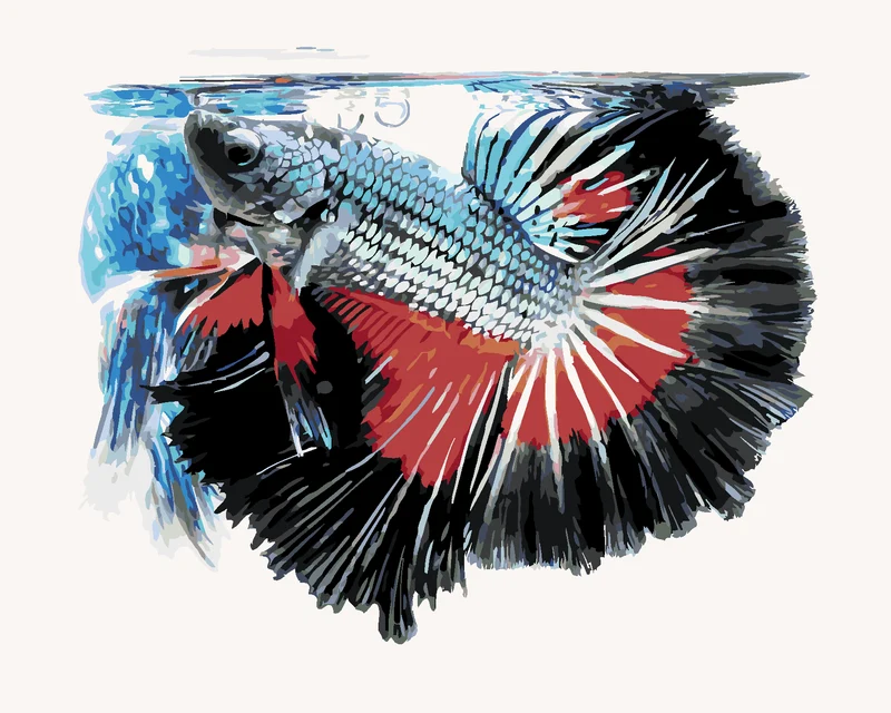 Diamond painting - SIAMESISCHER KAMPFFISCH ROT