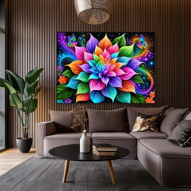 5D Diamond Painting – Blüte im kosmischen Farbenlicht