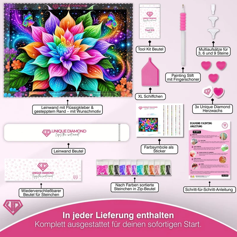5D Diamond Painting – Blüte im kosmischen Farbenlicht