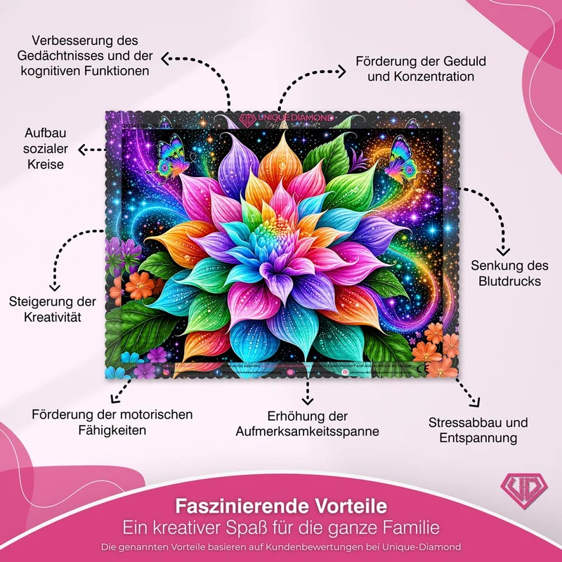 5D Diamond Painting – Blüte im kosmischen Farbenlicht